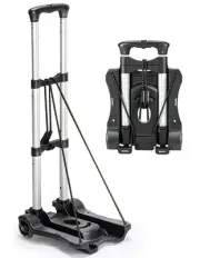 Folding Hand Truck Dolly with Wheels, Lightweight Portable Trolley for Travel