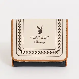 PLAYBOY - 三折式短夾 Viva系列 - 米白色