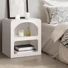 Wooden Bedside Table with Storage Drawers White Side Table Nightstand