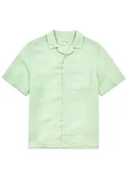 Calvin Klein Logo-embroidered Linen-blend Shirt - Light Green - XL XL