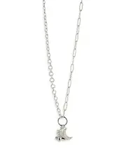 Sterling Forever Kelsea Pave Moon & Cowboy Boot Pendant Necklace in Rhodium Plated, 16-18