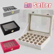 24 Grids Display Glass Case Jewelry Box Watch Bracelet Organiz Container Storage