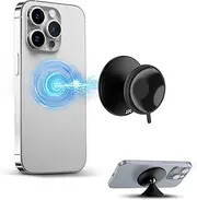Magnetic Suction Cup Phone Mount,360 Degree Rotating Suction Mirror Phone Sticky Grip Stand for iPhone 15 14 13 12 Mag-Safe Case & All Phones,Mirror Shower Phone Holder for Selfies & Videos