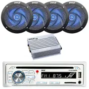 Pyle PLCDBT65 Single-DIN CD/MP3 Marine Receiver, 4x 4" 100W Speakers, Amplifier