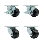 3.25 Inch Phenolic Caster Set with Ball Bearings 4 Swivel Lock 2 Brake SCC