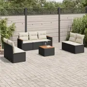 Garden Sofa Set Black Modular Design Cushions Storage Outdoor Furniture 58283