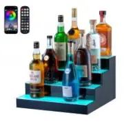 VEVOR LED Lighted Liquor Bottle Display Bar Shelf RF & App Control 406 mm 4-Step