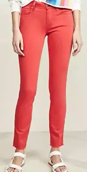PAIGE TRANSCEND VERDUGO VINTAGE FIRE CRACKER MID RISE RAW HEM ULTRA SKINNY -24