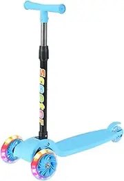 Portable Scooter | Foldable Child Scooter | LED Three-Wheel Bike Flashing for Ages 2-8 Boys Girls Riders Travel Commuting Camping Backpacking Home Outdoor Beginners