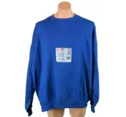Vtg 80s Blue Blank JERZEES 50/50 Raglan Crewneck Sweatshirt NOS Sz 3X USA MADE