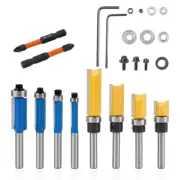 10 PCS Router Bits Including 4 Flush Trim Router Bits 1/4 Shank 4 Pattern Flush