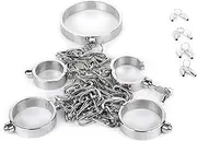 BDSM Bondage Set Metal Sex Handcuffs Ankle Cuffs Collar with Iron Chain Handcuffs Ankle Cuffs Collar BDSM Sex Erotic Restraints Set Hand Foot Cuffs Sex Toys for Couples(Männer)