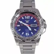 NOS SEIKO 5 Sports SRP681K1 GMT Automatic 4R36-0C4C Watch World Time Steel 44mm