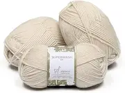 100% Pure Wool Yarn Superwash Set of 3 Skeins (150 Grams) DK Weight - Sourced Directly from Peru - Heavenly Soft and Perfect for Knitting and Crocheting (Alabaster White)