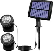 Solar Pond Spotlights, 2 in 1 RGB Color Changing Solar Underwater Lights 12 LED Waterproof Submarine Outdoor Landscape Spot Lights for Ganden Patio Pond Waterfall Fountain