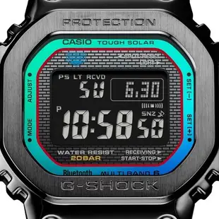 【CASIO 卡西歐】G-SHOCK 40週年 經典方型 光譜色彩 藍芽太陽能電子錶 黑 GMW-B5000BPC-1_43.2mm