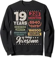 [X.Style] 19 Years of Being Awesome Retro Countdown 19th Birthday Sweatshirt ds159 Sweater (M) Black