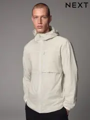 White Shower Resistant Lightweight Hooded Anorak Jacket (E07607) | $100