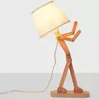 Cute Table Lamp for Kids Bedside Bedroom Reading - Creative Wood Swing Arm Li...