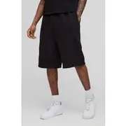 Mens Black Tall Oversized Drop Crotch Basic Shorts