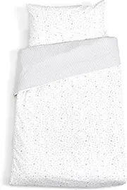 Clair de Lune | Reversible Stars & Stripes Toddler Duvet Cover with Pillow Case | Bedding Set for Cot Beds and Toddler Beds - Grey