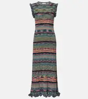 [Ulla Johnson] Ulla Johnson Ajak ribbed-knit midi dress AU 10 multicoloured