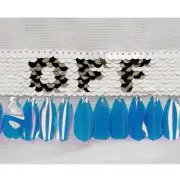 14 Yards of Lorenza Sequin Pailette Fringe Trim, White/Blue