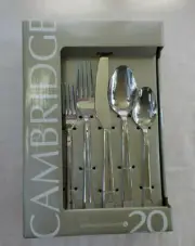 Cambridge Silversmiths Corra Mir 20 Pc Flatware Set NIB Contemporary Stainless