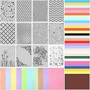 Mumufy 12 Pcs Embossing Folders for Card Making Embossing with 60 Sheets Colored Cardstock Bulk 30 Assorted Color Plastic Paper Card Making Kit for Scrapbook Photo Album DIY Craft