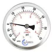 1-1/2" Vacuum Gauge-Chrome Plate Steel Case, 1/8"NPT, Back Mnt. -30inHg/+60 PSI