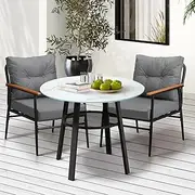 Livsip Outdoor Dining Set Patio Furniture 3PC Lounge Setting Table Storage Shelf