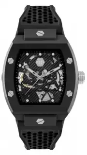 Philipp Plein The Skeleton Automatic Watch with Black Strap PWVBA0423