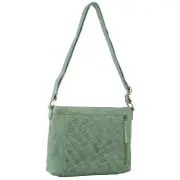 Pierre Cardin Woven Embossed Leather Women's Tote Bag w/Back Zip Pocket Green