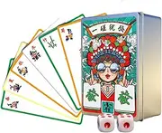Travel Mahjong Sets, Set Chinese Mah Jongg & Mahjong Poker Set - Mahjong Playing Cards, Portable Chinese Mahjong Poker, Large Print Handheld Poker for Poker Game, Festival