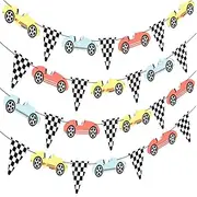 Race Car Banners Vintage Racing Car Themed Party Decorations Racing Car Banners Racing Checkered Flag Cutout Birthday Decor for Racing Baby Shower Birthday Party Supplies