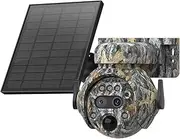 Security Hunting Camera Outdoor Game 4G 6MP Solar Powered 12X Zoom Surveillance System Battery Home CCTV 360° View PTZ Wildlife Animal Monitoring Cam