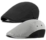 2 Pack Men's Cotton Flat Cap Ivy Gatsby Newsboy Hat A