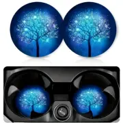 2pcs Blue Tree Of Life Pattern Pu Car Cup Coasters Dining Table Coaster Gift