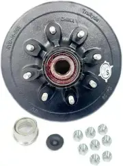 Pre-Greased 8-6.5" Trailer Hub/Drum 9/16" Studs for a 7,000 lbs. Trailer Axle