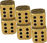 Sosoport 6Pcs Vintage Brass Dice Solid Role Playing Bar Game Props Unique Craft Accessories for Parties Gatherings Wear Resistant Design