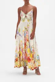 LONG DRESS WITH TIE FRONT SUNLIGHT SYMPHONY