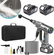 COSYLE Cordless Pressure Washer,Max 200 Bar - 3 Adjustable Levels Portable Pressure Washer,6-in-1 Pressure Nozzle,with 2-Pack 3.0Ah 18V Battery Pressure Washer,Jet Washer for Car/Floor/Garden Cleaning