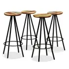 Bar Stools 4 pcs Solid Reclaimed Wood Kitchen Dining Furniture Set Rustic 45446