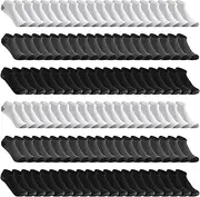 [Usavemo] 240 Pairs Mens Ankle Socks Cushioned Low Cut Socks Breathable Casual Socks Bulk Pack with Colormatching for Homeless Men Women, White Grey Black, One size