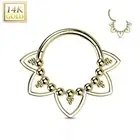 Piercing Ear Ring Yellow Gold 14 Gold Septum Daith Filigree Beads