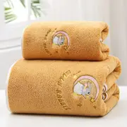 Bath Towel Coral Fleece Water Absorption Soft Thicken Shower Towel for Home Beach Ginger Yellow 34x76