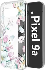 [Tcaraersing] Floral Case for Google Pixel 9A 6.3", Slim Soft TPU & Hard PC Clear Flower Four Corners Shockproof Phone Cover for Teens Girls, Tulip Blossoms