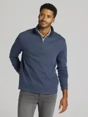 Joseph Abboud Modern Fit Luxe Cotton French Ribbed Quarter Zip Pullover BLUE XXL