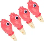 BRIGHTFUFU 4pcs Whistle Funny Cheering Whistles for Educational with Attractive Fish Pattern for Parties and Activities Safe and Red