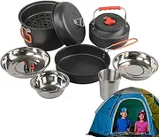 Camping Utensils Cooking Set,Camping Pots and Pans Set - Cookware Kit, Lightweight Pot Pan Kits for Backpacking, Outdoor Hiking, and Picnic